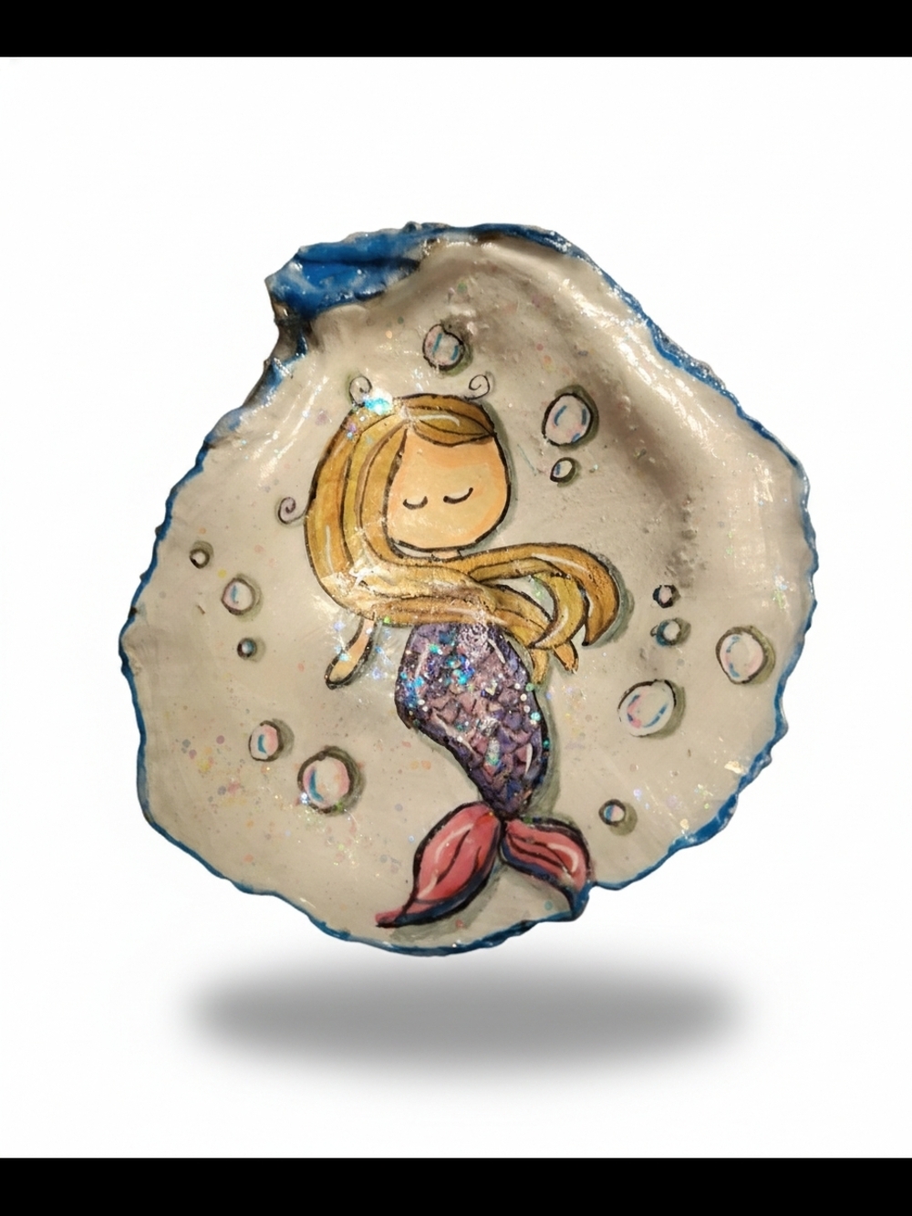 Mermaid Shell Art in Pink & Blue